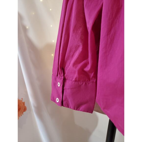 Nic+Zoe Cotton Button Up Blouse Shirt Womens Plus Size 1X Hot Pink Poplin Career - Picture 6 of 10